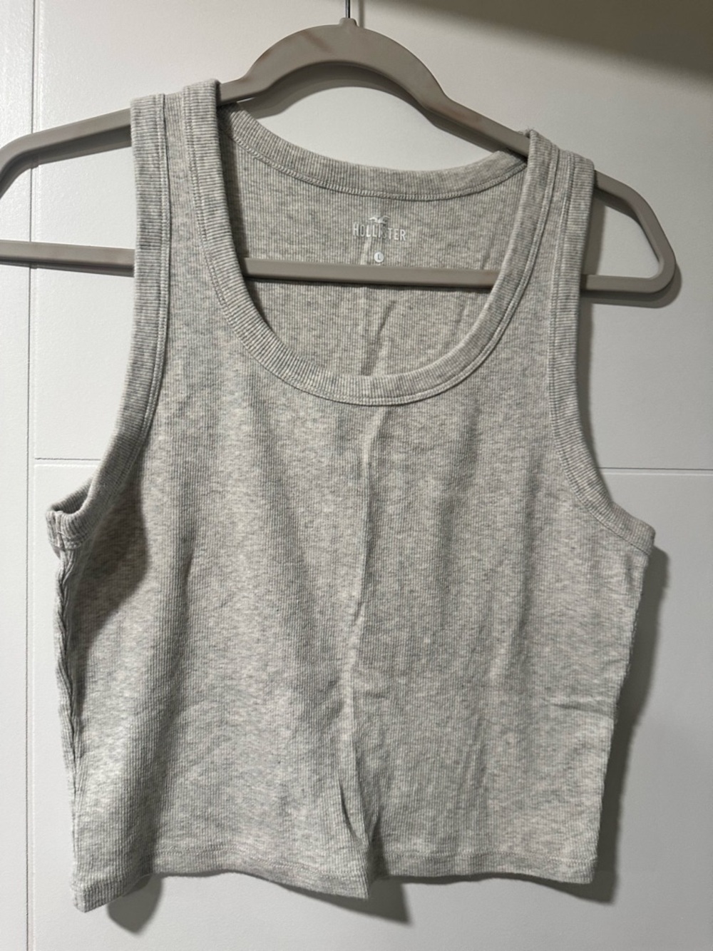 Hollister Light Gray Ribbed Scoop Tank